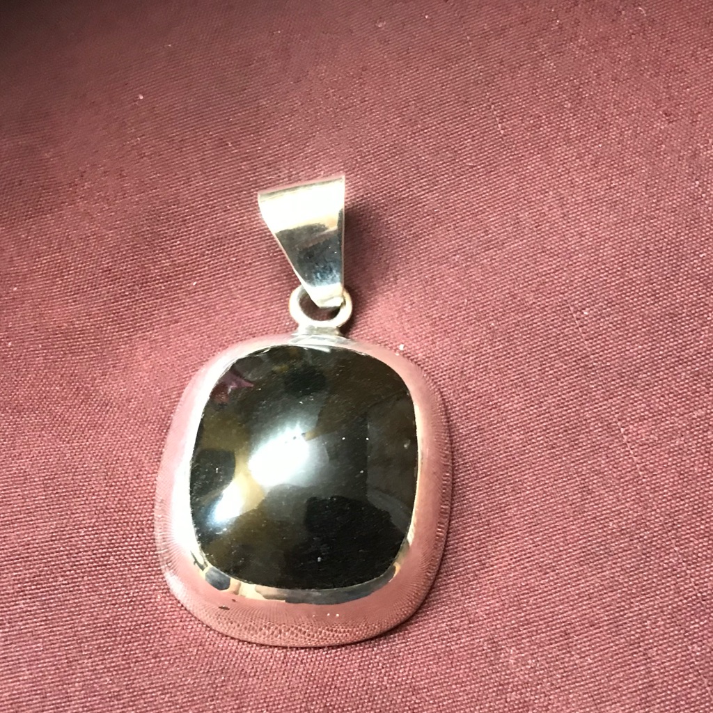 Sterling Silver Natural Black Onyx Pendant